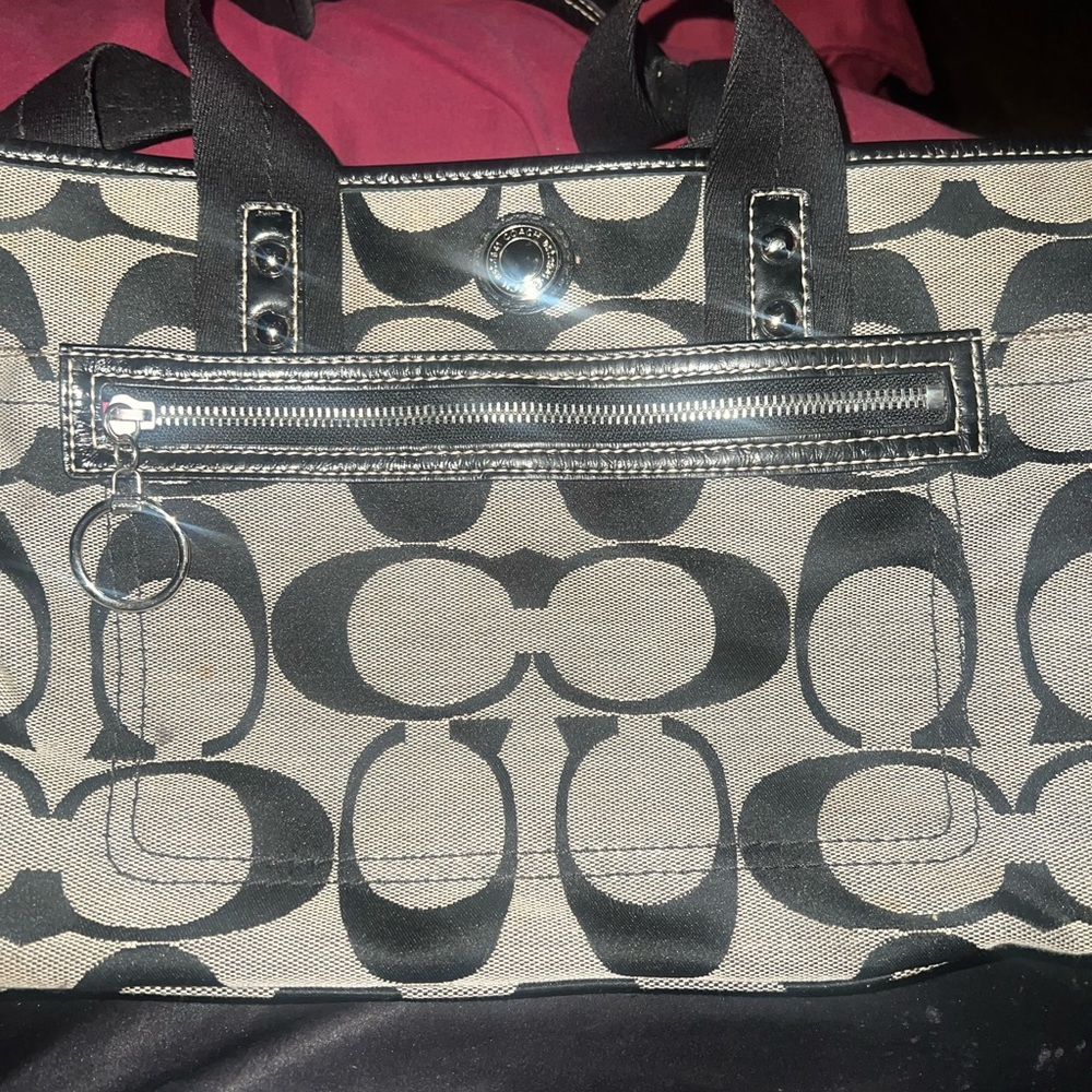 Coach Black and Gray Signature Tote